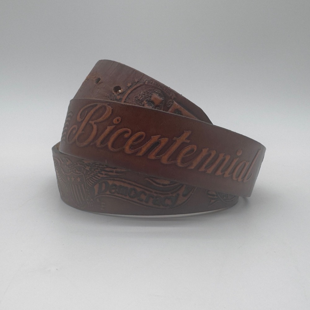 Vintage 1987 Constitution Bicentennial Embossed Leather Belt Only USA M 34-38